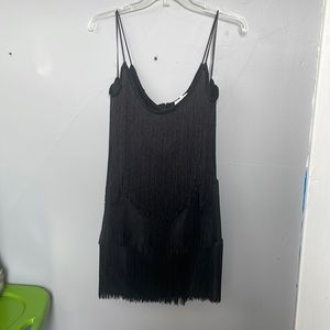 Bear Dance Women’s Medium Black Fringe Dress flapper gatsby 20’s